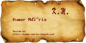 Kumer Mária névjegykártya